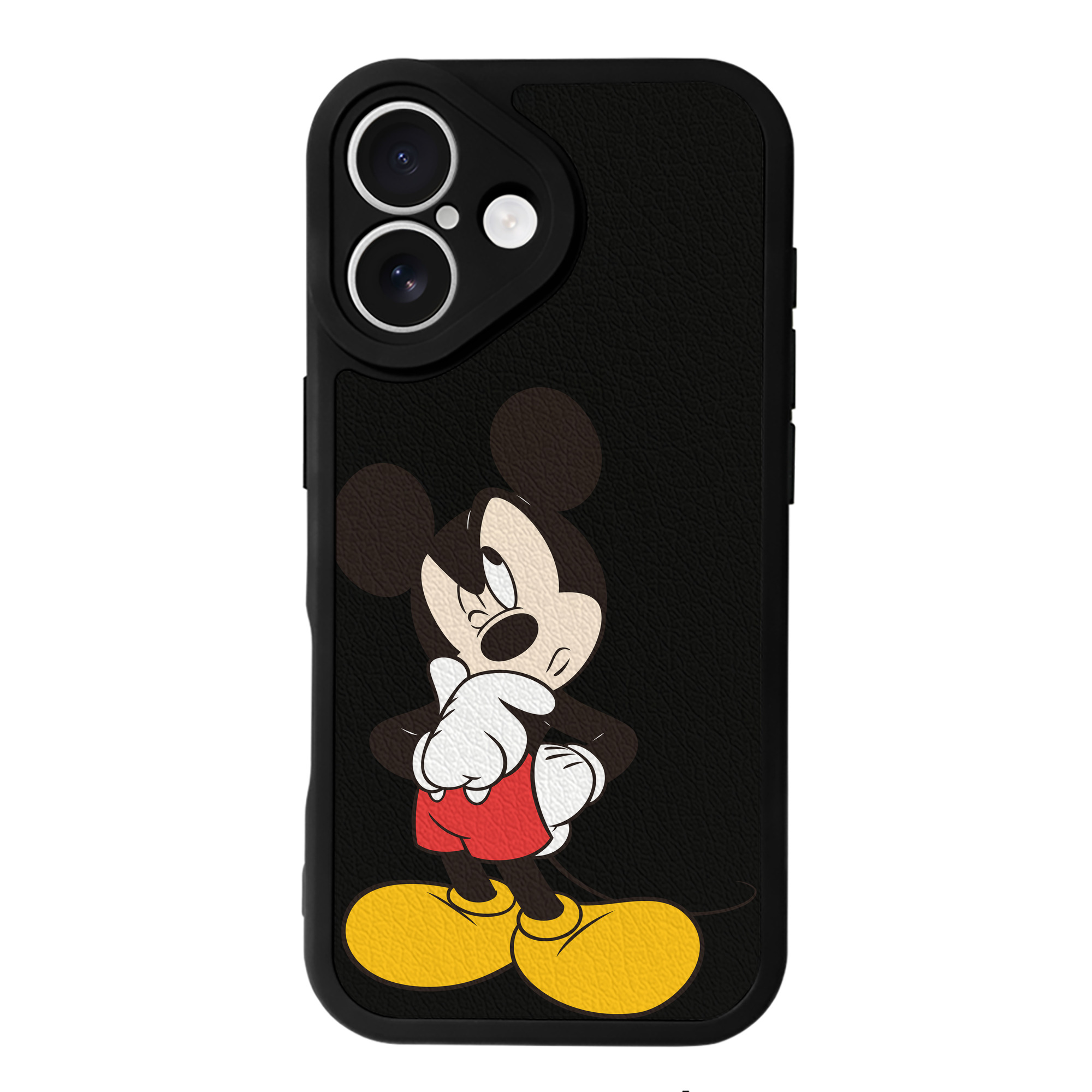 （画像用） ミッキーマウス Mickey Mouse 【iPhone 16シリーズ対応】シリコンスマホケース（レザー調） 材質：シリコン